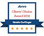 Avvo clients' choice Award 2012 Natalie Durflinger Five stars