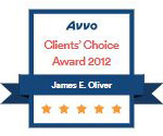 Avvo Clients' choice award 2012 James E. Oliver five stars