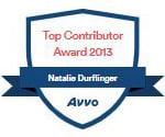Top Contributor Award 2013 Natalie Durflinger Avvo